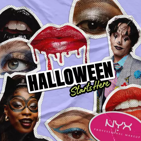 NYX Professional Makeup NYXTAPE muziekvideoscene met Wondagurl en Honey Bxby naast een rode speaker in een roze verlichte studio, met een NYXTAPE neonbord erboven.