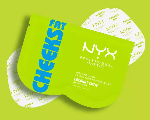 NYX Professional Makeup Fat Cheeks Butt Mask met het masker achter het productshot.