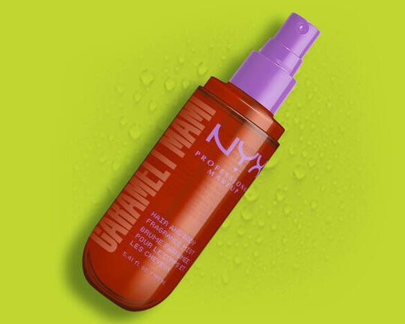 Productshot van de NYX Professional Makeup Caramelt Mami Hair & Body Fragrance Mist.