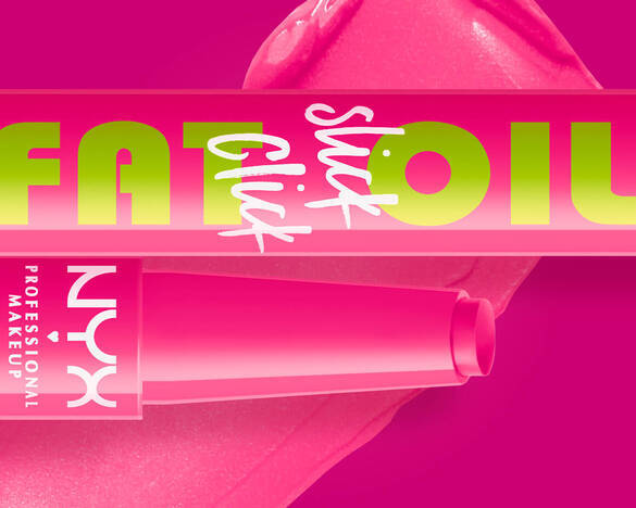 NYX Professional Makeup Fat Oil Slick Click in shade [shade] on a pink background matching the product swatch color.