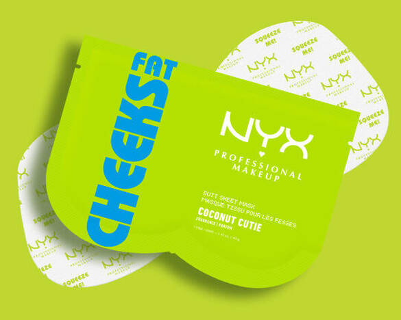 NYX Professional Makeup Fat Cheeks Butt Mask with mask behind the packshot.