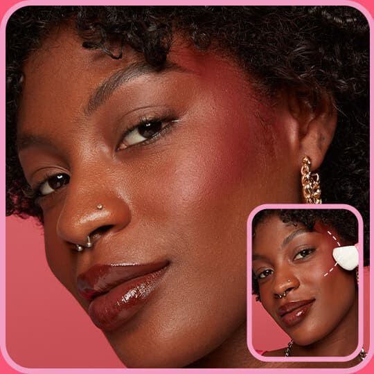 NYX Professional Makeup Buttermelt Blush in shade 10 Back and Butta tutorial showing blush placement along the cheekbones for a lifted look